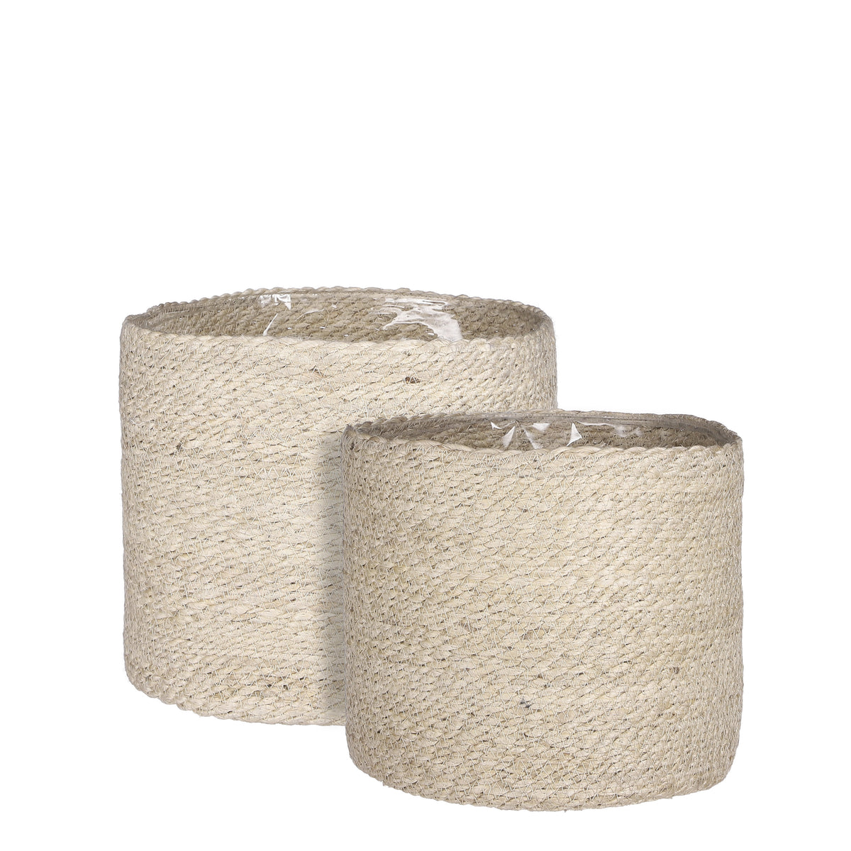 Mica Decorations Atlantic Plantenmand - Set van 2 - H26 x Ø30 cm - Crème