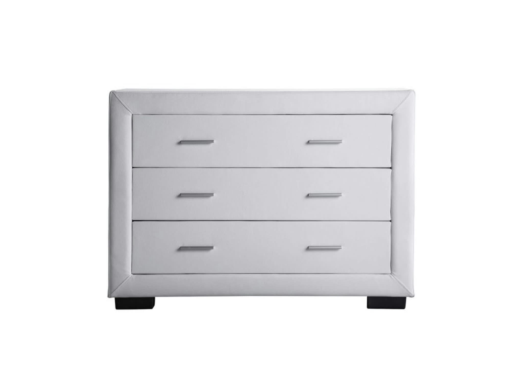CHARLIE - Commode 3 tiroirs en simili blanc