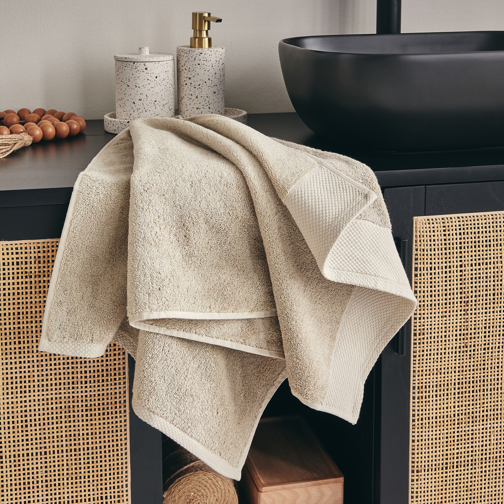AZUR - Linge de toilette en coton peigné- beige alpille