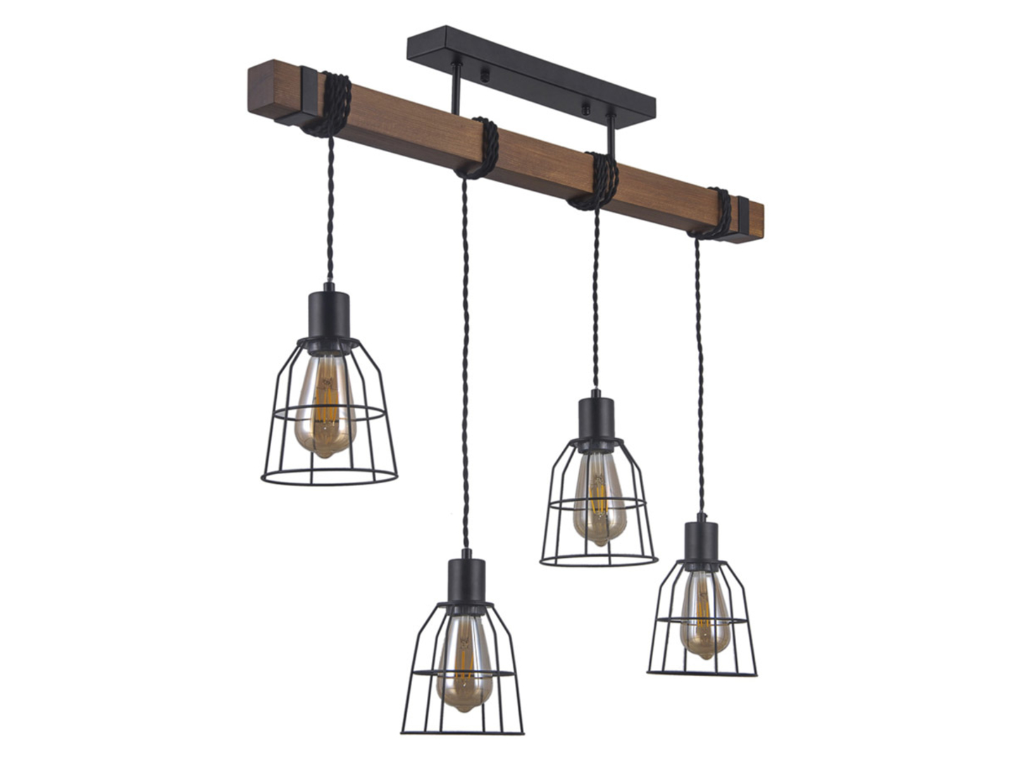 Lampa wisząca Reda4-punktowa drewniana brązowa