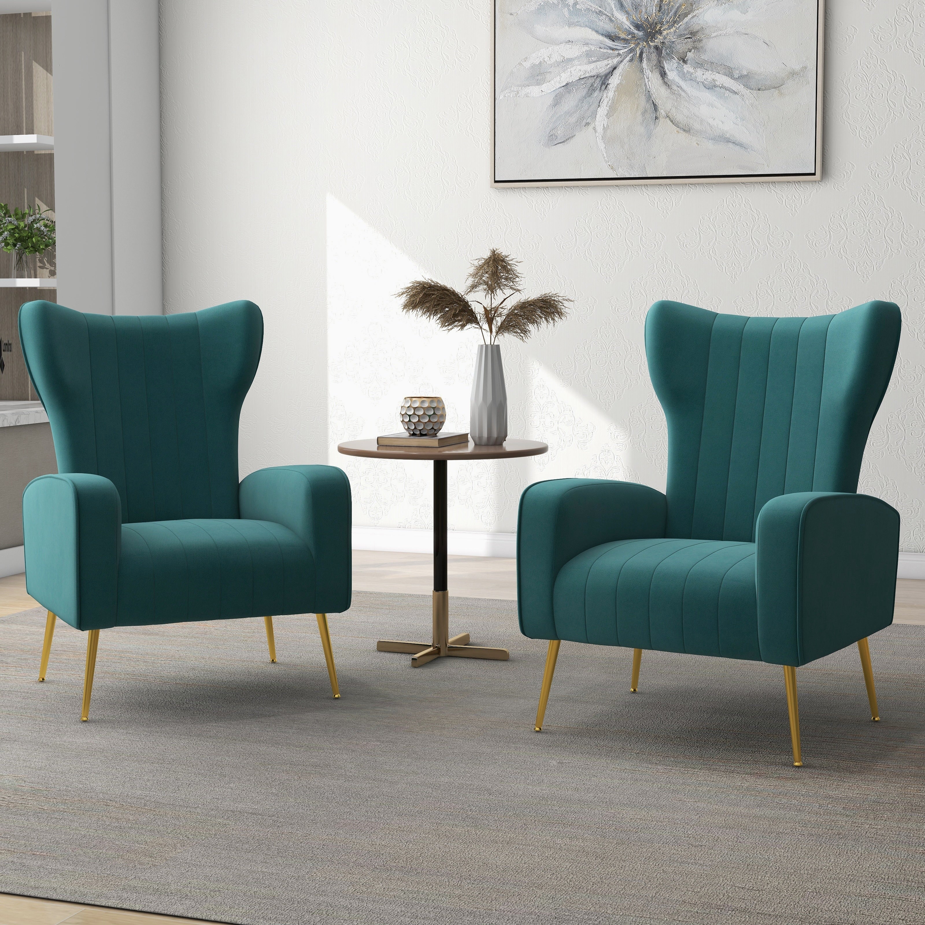 Upholstered Wingback Accent Chair - 26.4W x 37.8H x 32.6D