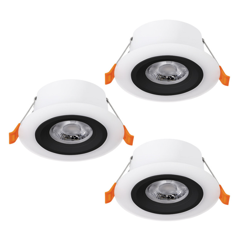 Spot encastrable LED Calonge noir et blanc blanc chaud IP20 620 lm 4,8 W 3 pièces EGLO