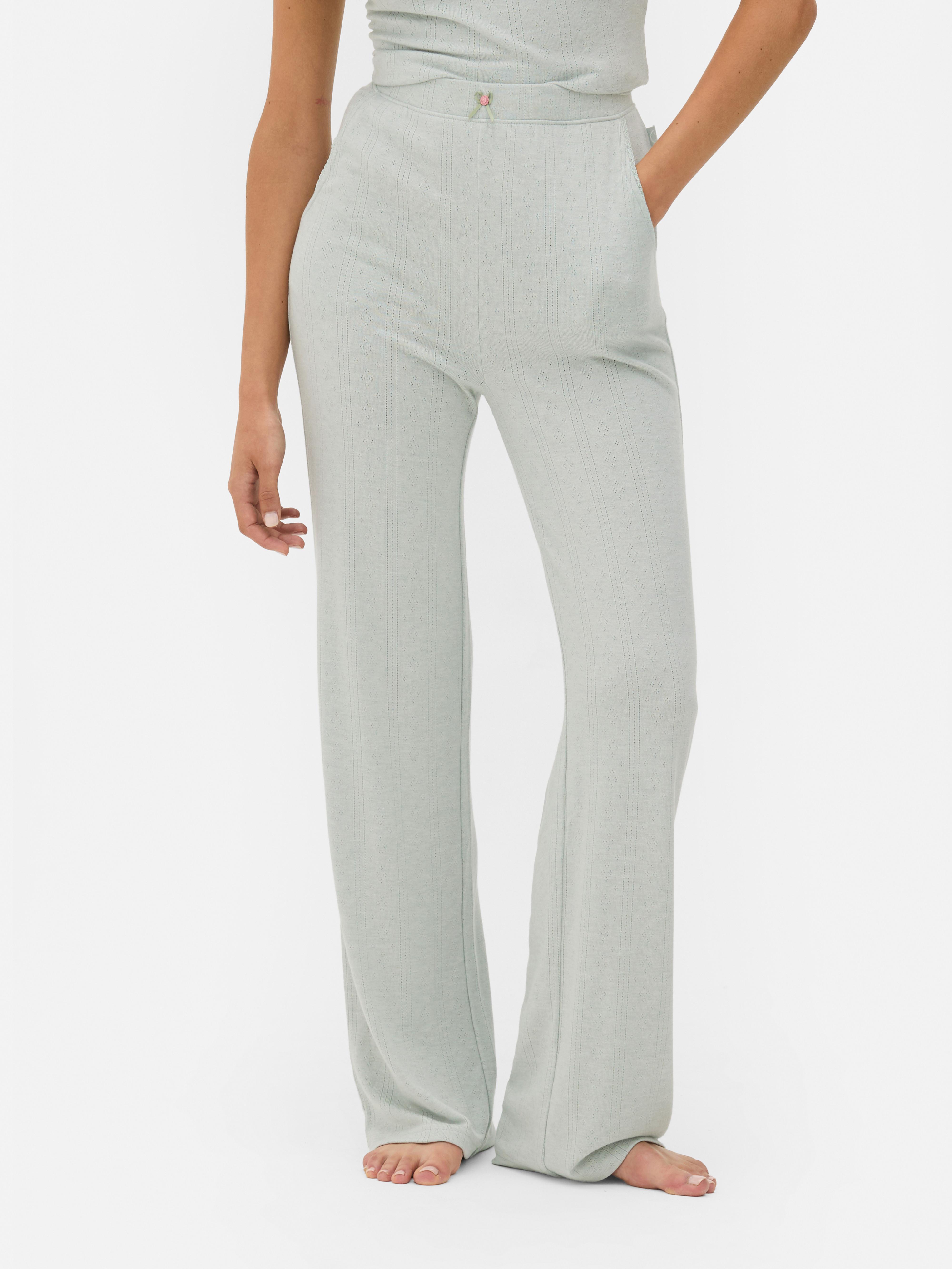 Pointelle Wide Leg Pajama Bottoms