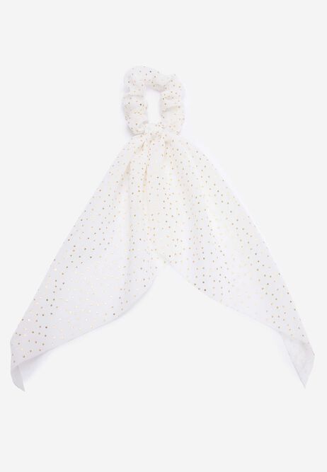 Womens White Gold Spot Scrunchie & Tie