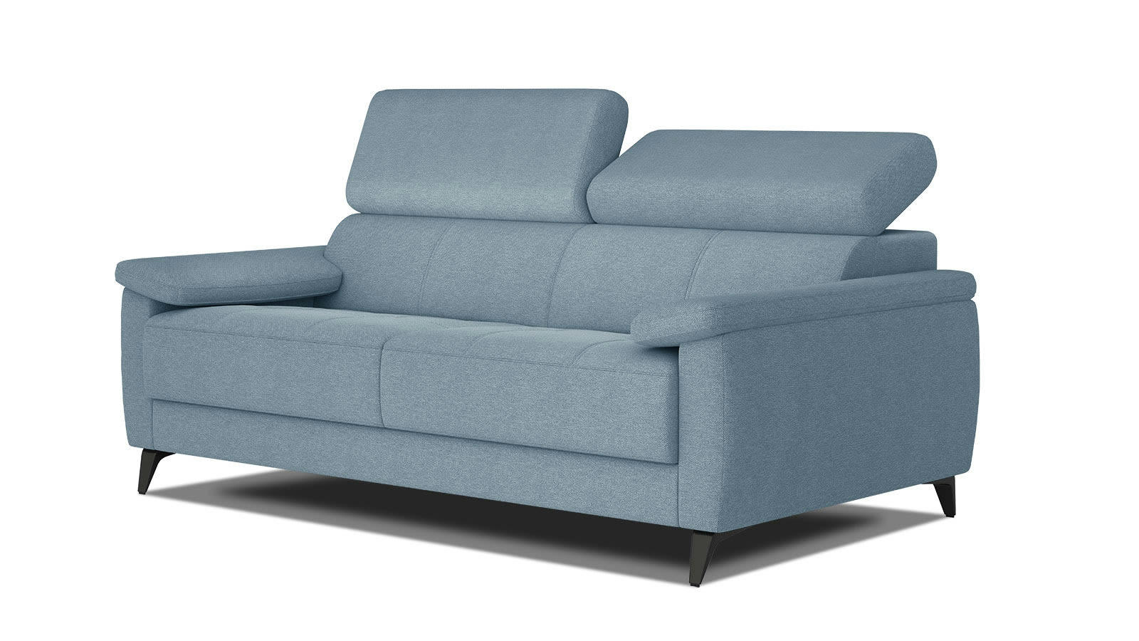 TAUNUS - Canapé droit 3 places XXL tissu bleu clair