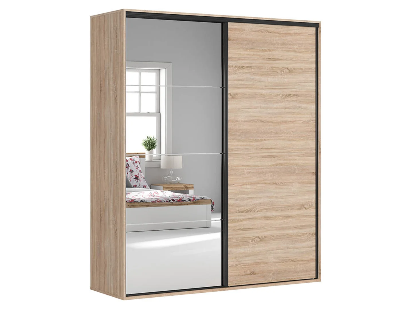 Szafa przesuwna Flex 200 cm z lustrem dąb sonoma