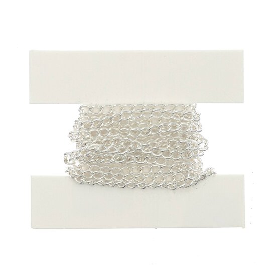 Silver Plated Light Curb Chain 3mm x 1m