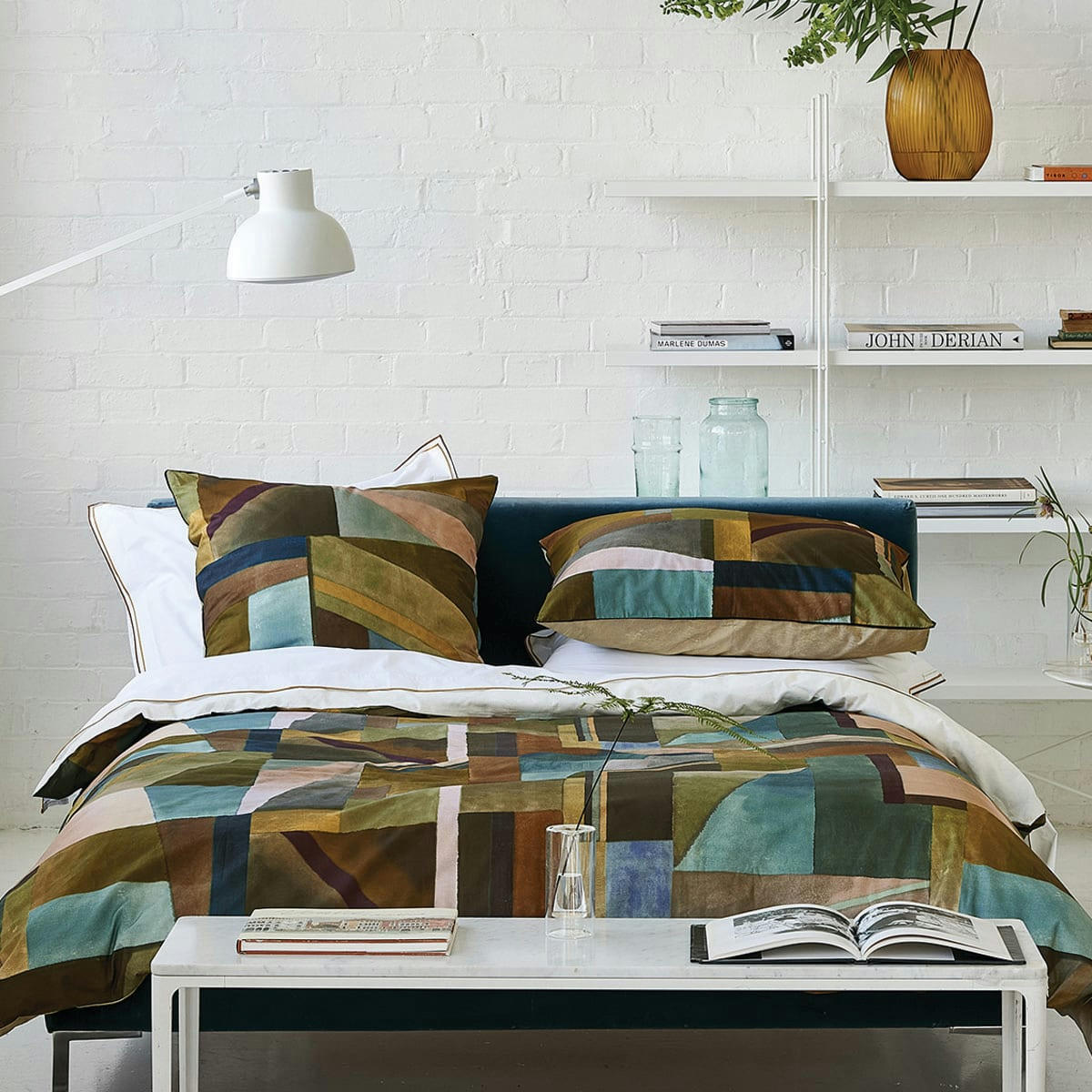 ALPHONSE - Housse de couette imprimée en coton marron 240x240