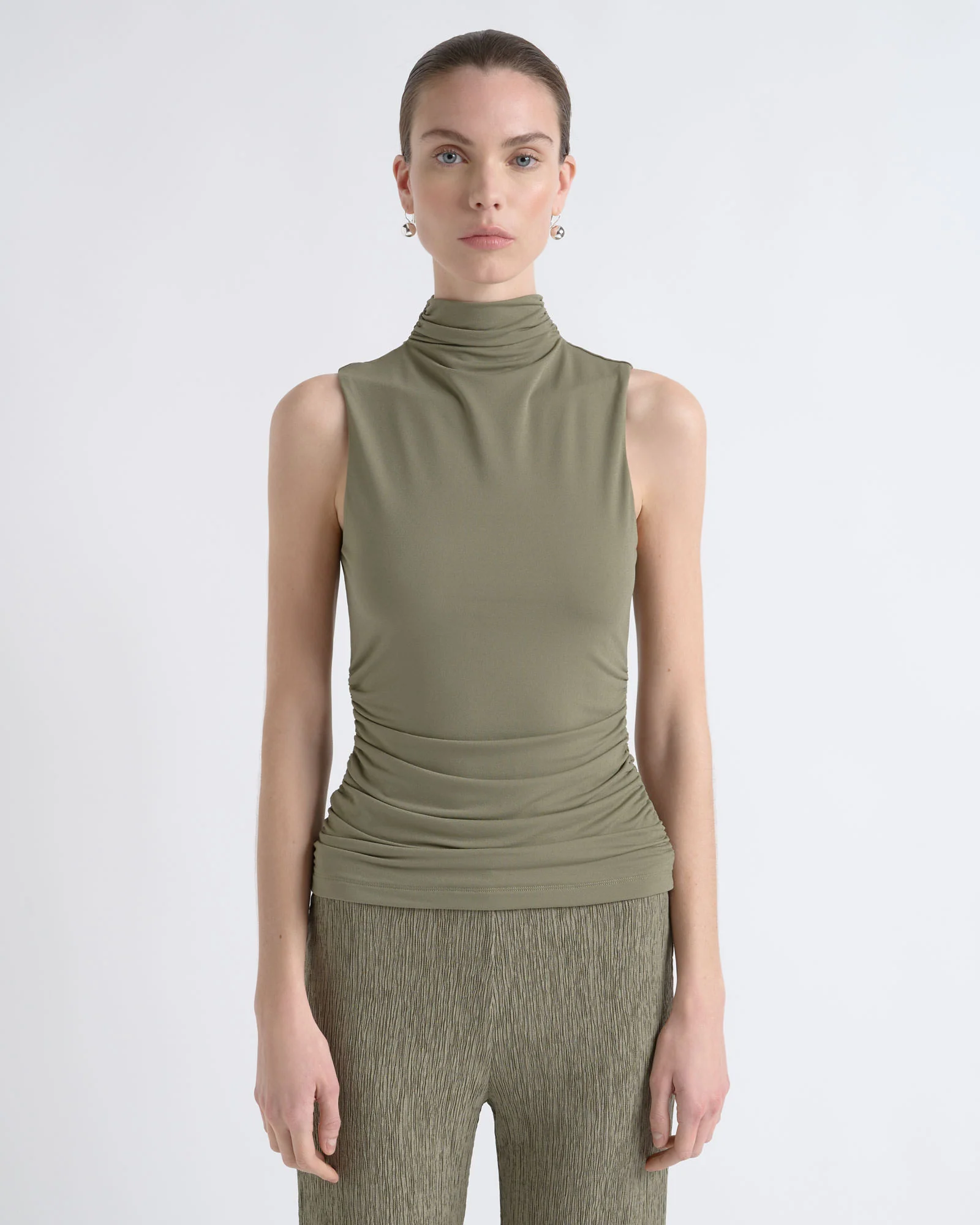 Ruched Mesh Top