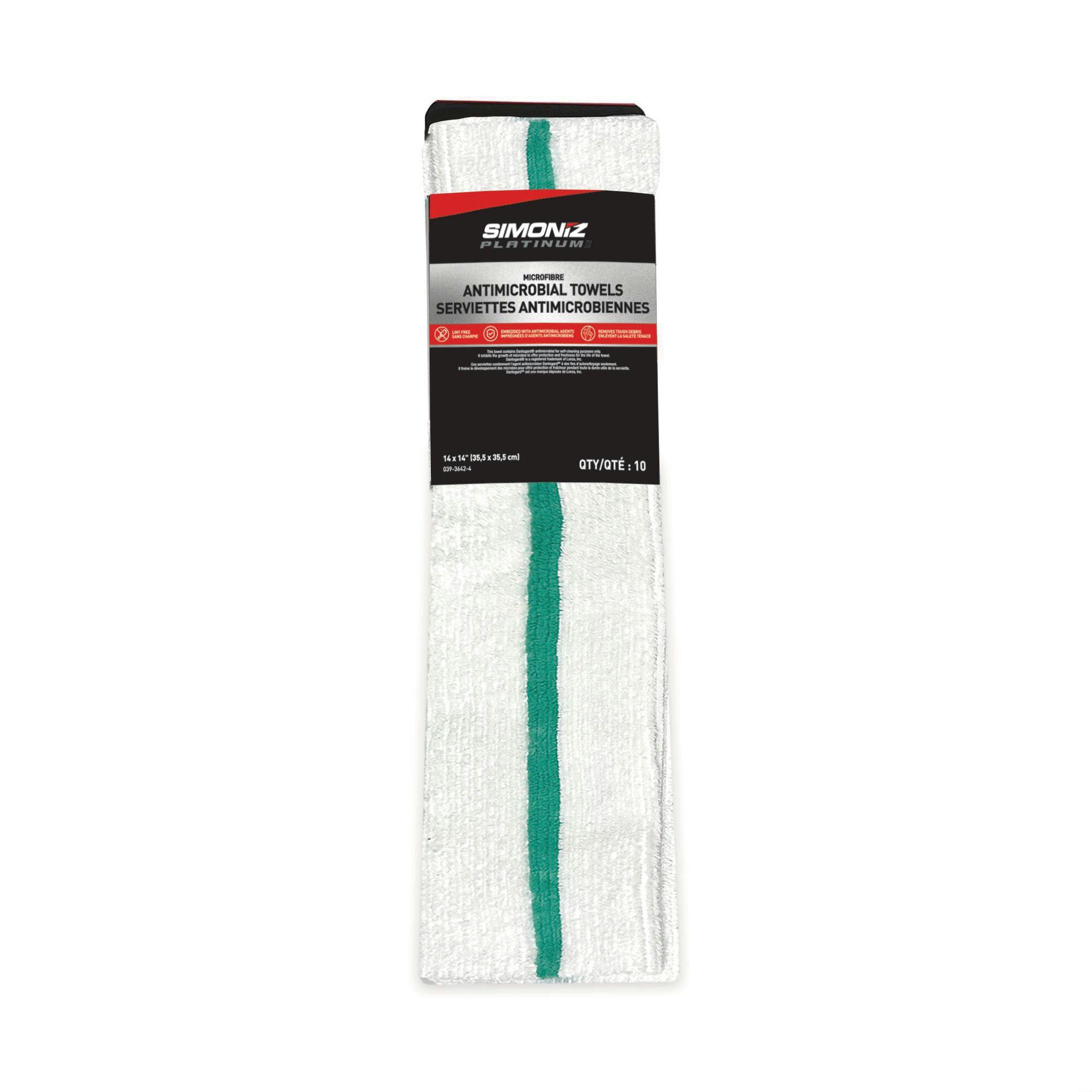 SIMONIZ Platinum Microfibre Anti-Bacterial Towels, 14 x 14-in, Multi-colour, 10-pk