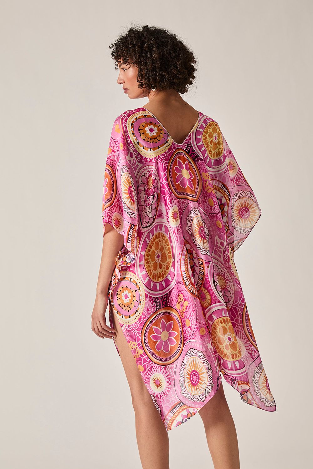 James Lakeland Pink Mandala Print Kaftan