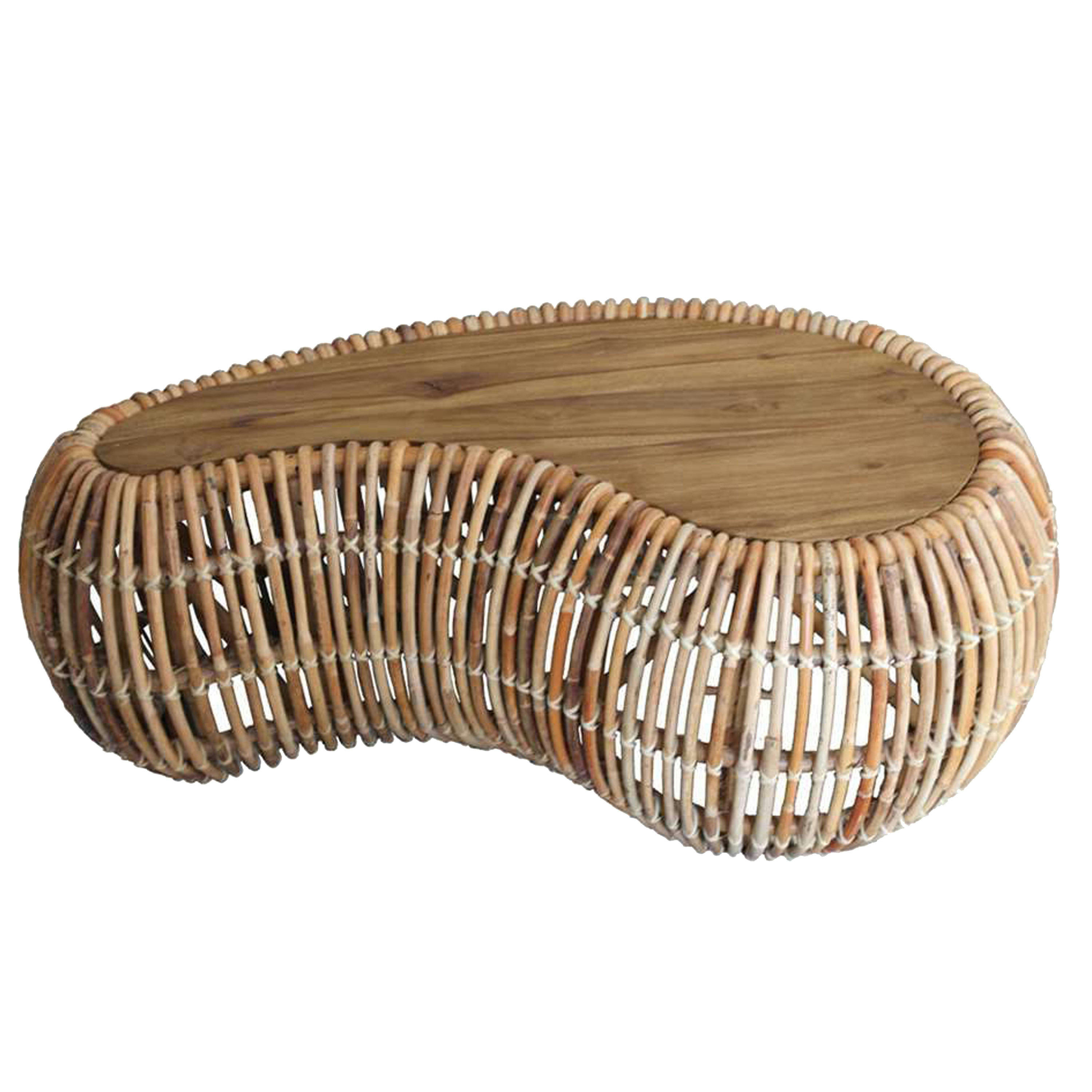 ZOE - ZOE-Table basse haricot L110 en Teck recyclé et rotin