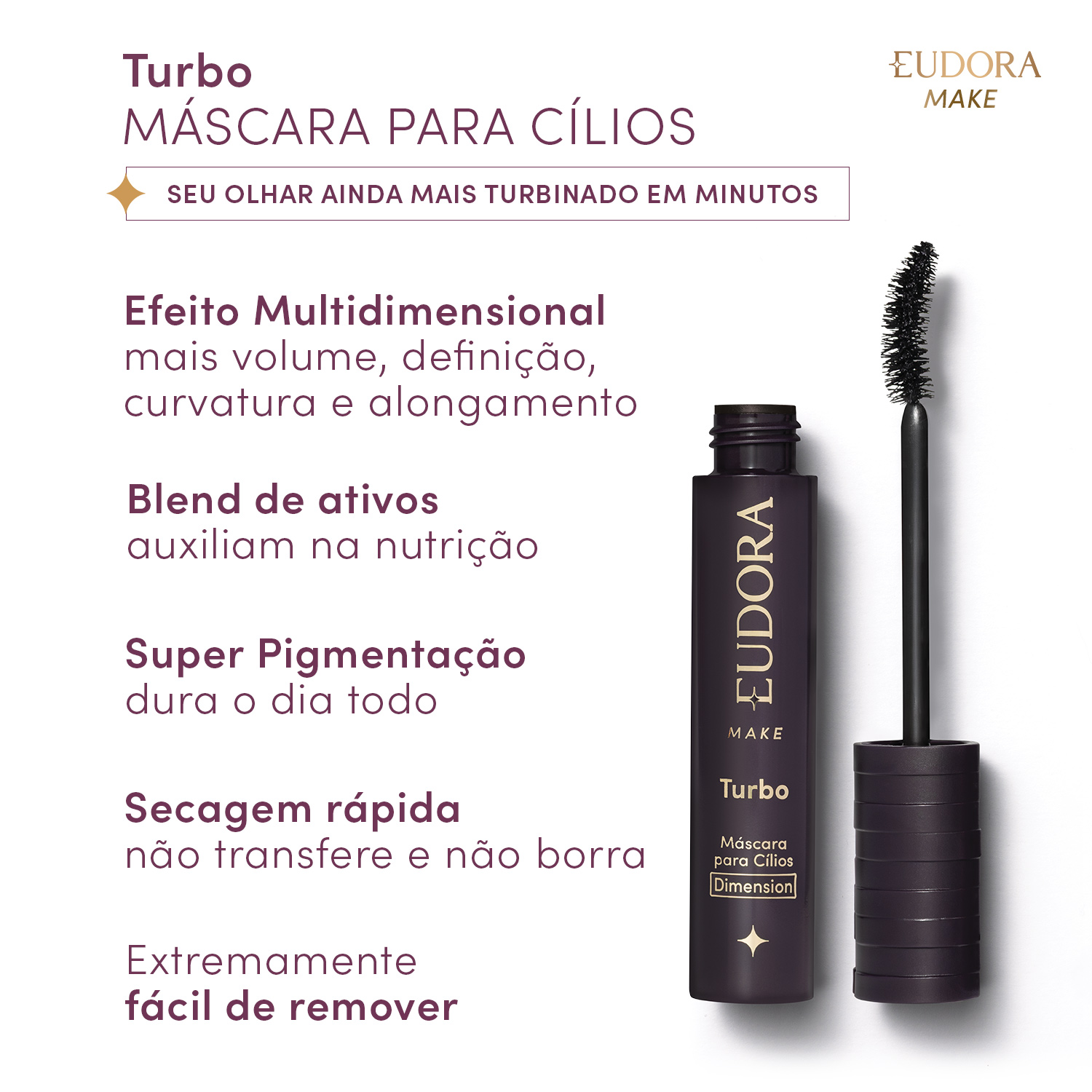 Máscara de Cílios Turbo Dimension Eudora Make 10g