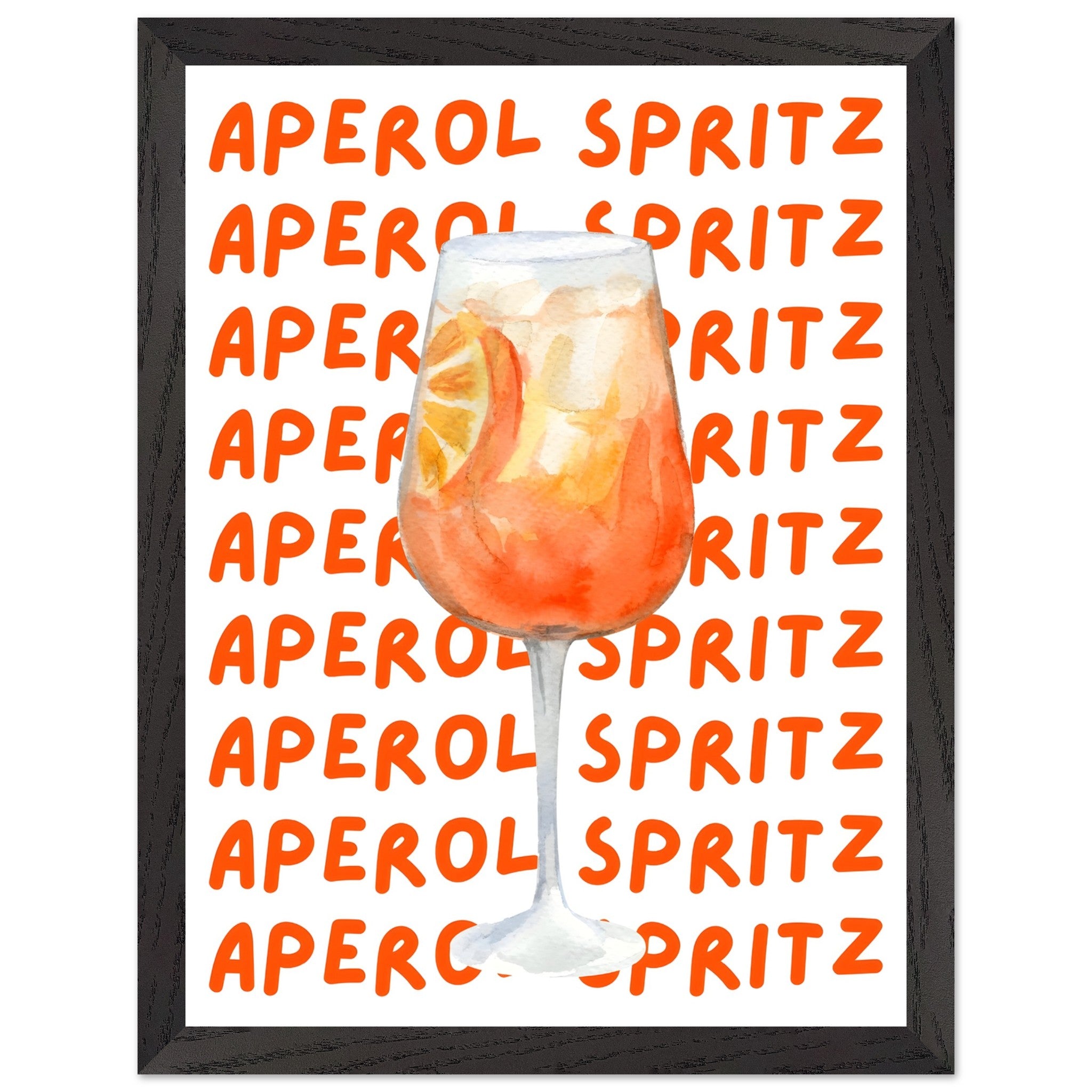 Artfulprints Poster met Lijst Aperol Spritz - Written behind the glass  - 30x40 cm - Oranje