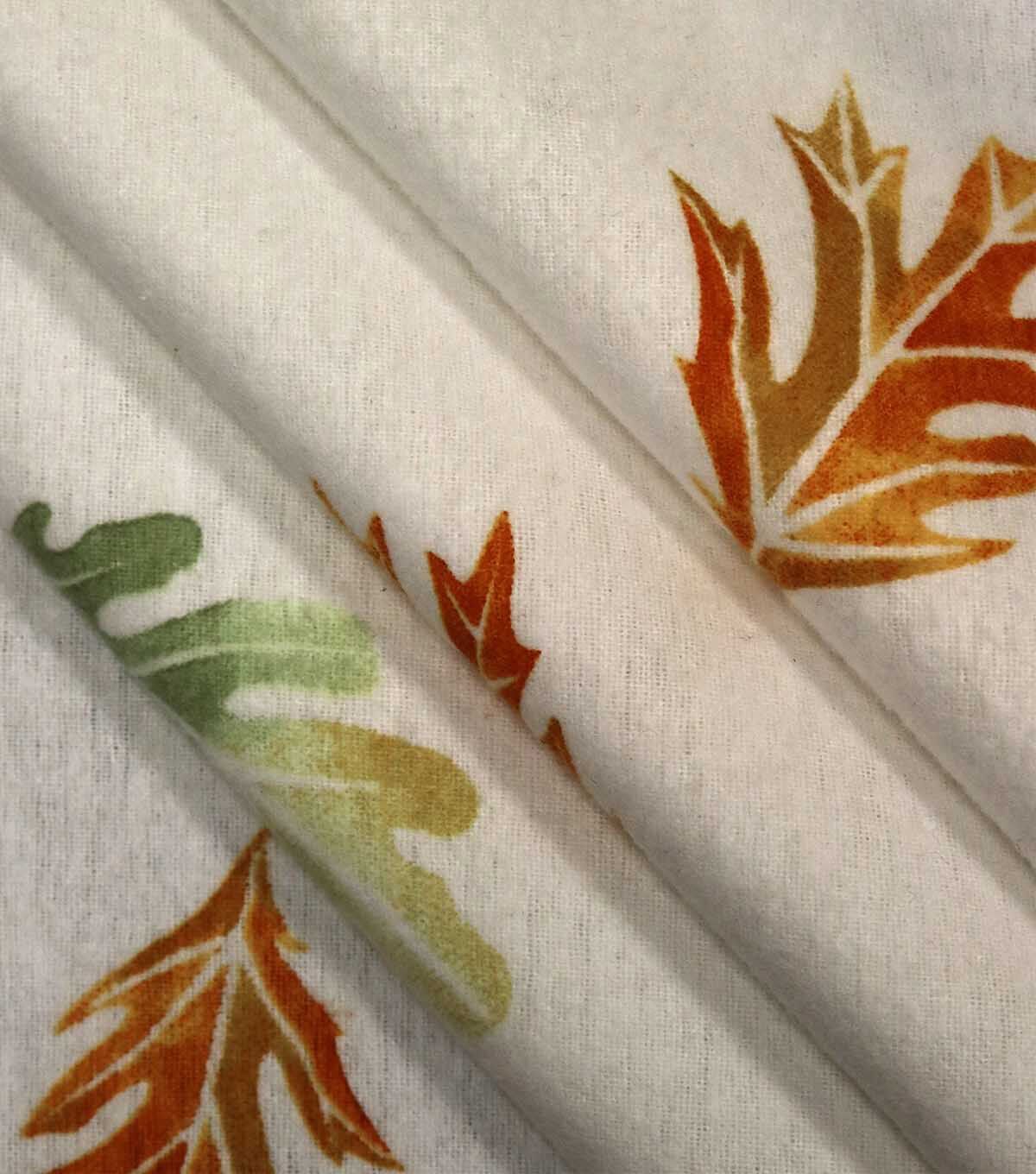 Gradient Leaves On White Super Snuggle Flannel Fabric