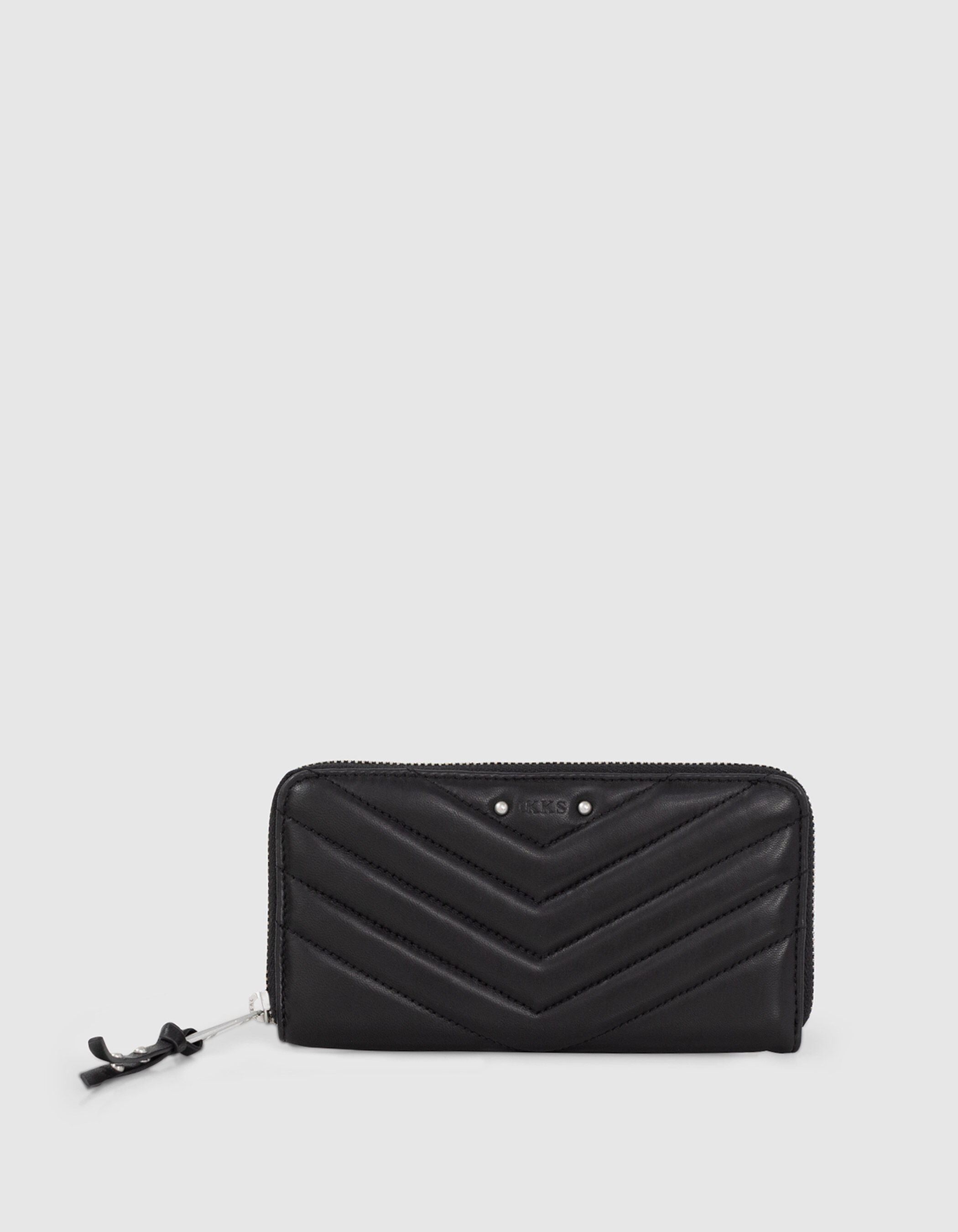 Portefeuille 1440 Compagnon noir cuir matelassé Femme