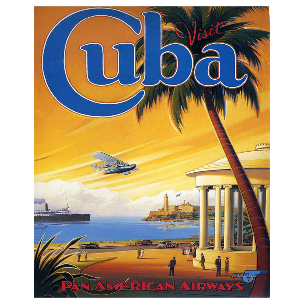- Tableau affiche touristique vintage Cuba 80x100cm