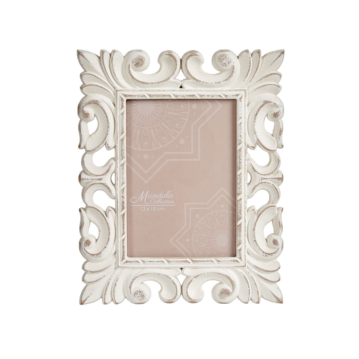 Moldura branca perfurada em madeira 13x18cm