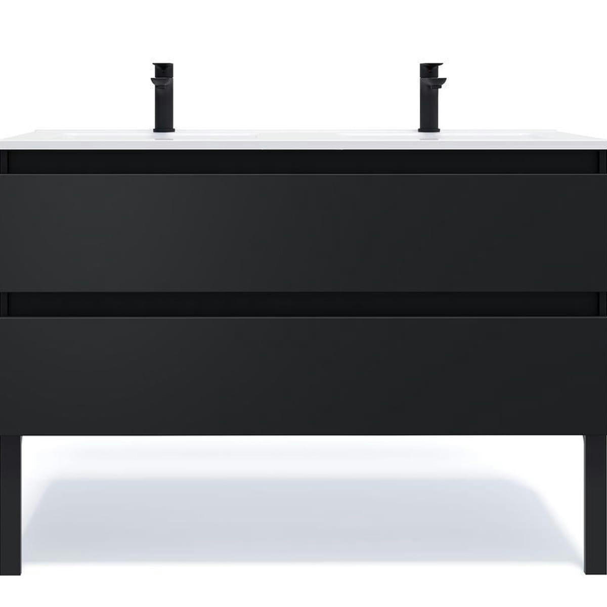 HUDSON - Meuble salle de bain double vasque 120cm 2 tiroirs Noir