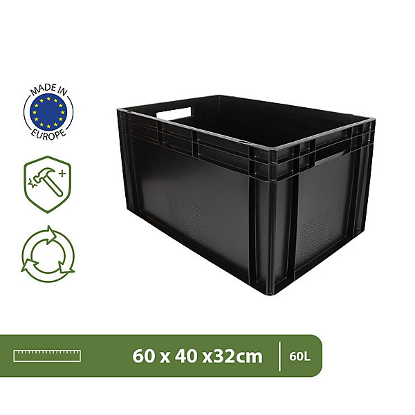 Bac gerbable en plastique 60L (60 x 40 x 32 cm) - À l'unité ou en lot