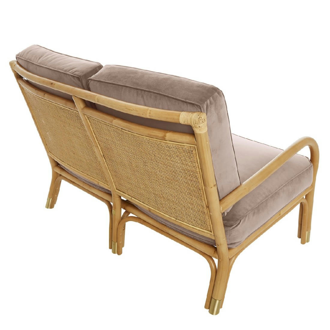 RIVIERA - Canapé 2 places rotin et velours