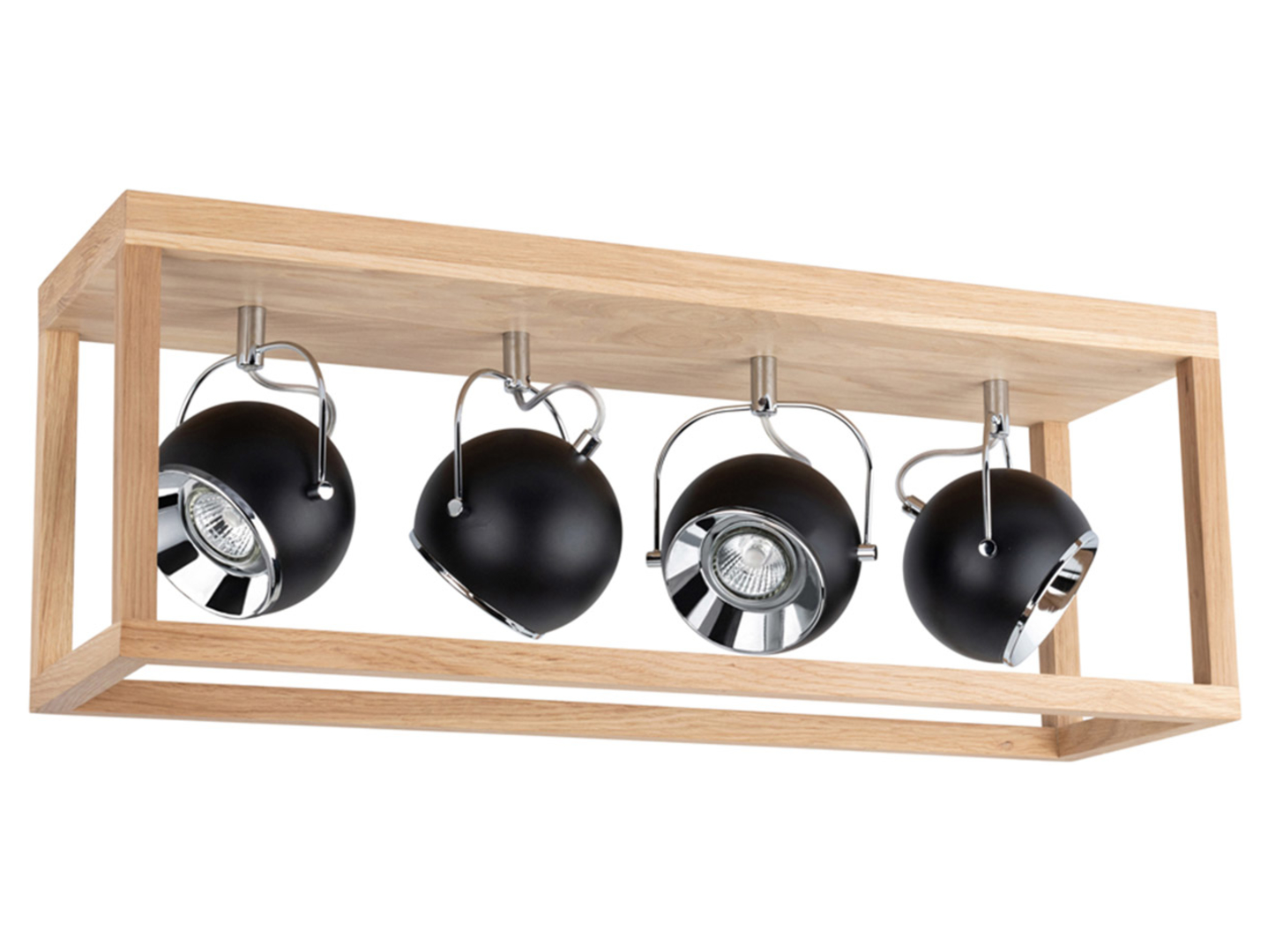 Lampa sufitowa Roy 4-punktowa 68 cm drewniana brązowo-czarna