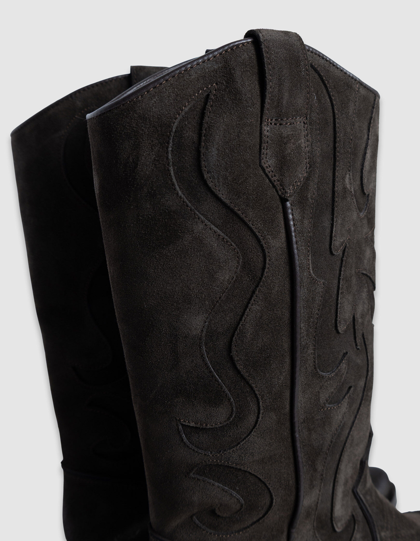Bottes santiags marron cuir velours Femme