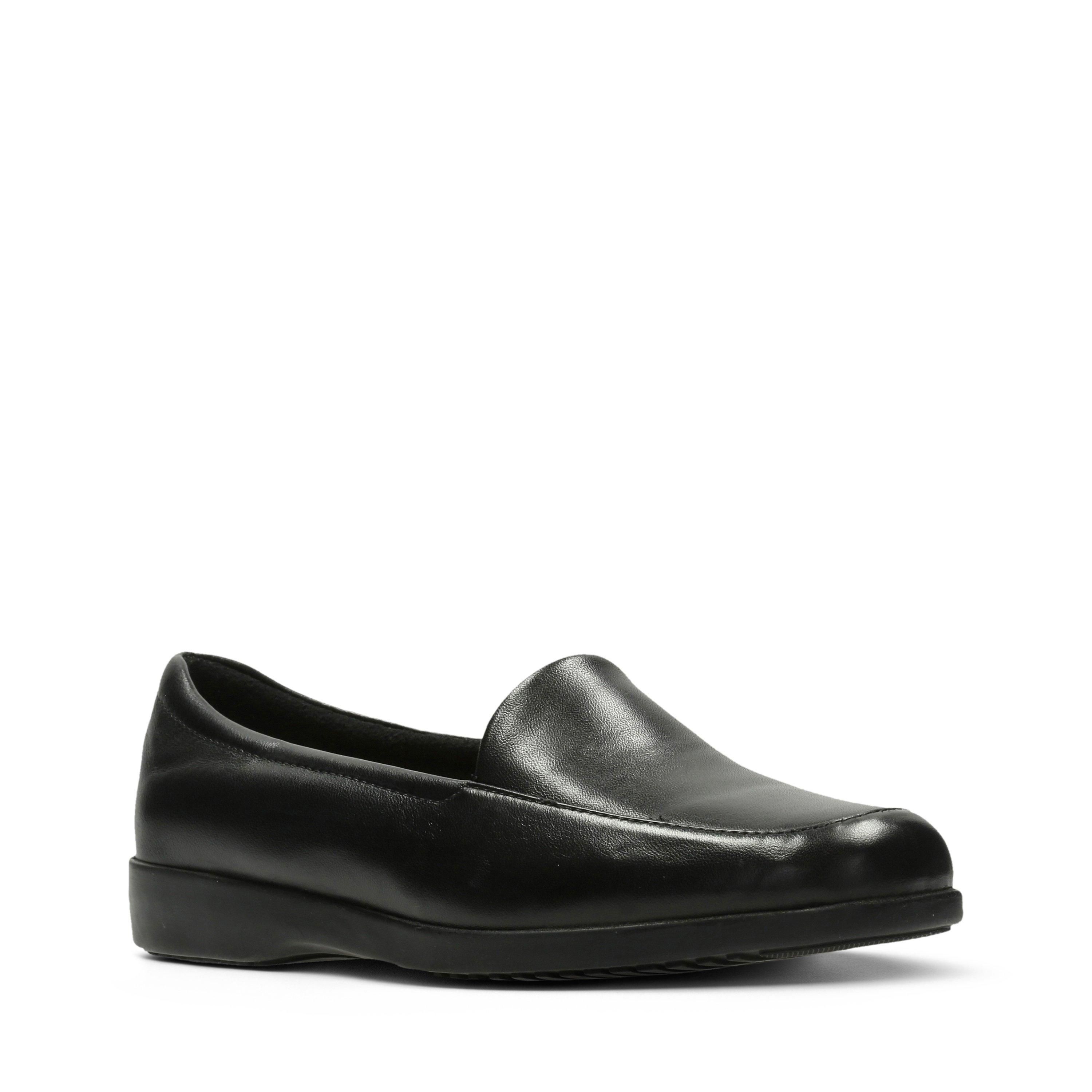 Clarks Georgia Loafer Black Leather Slip Ons