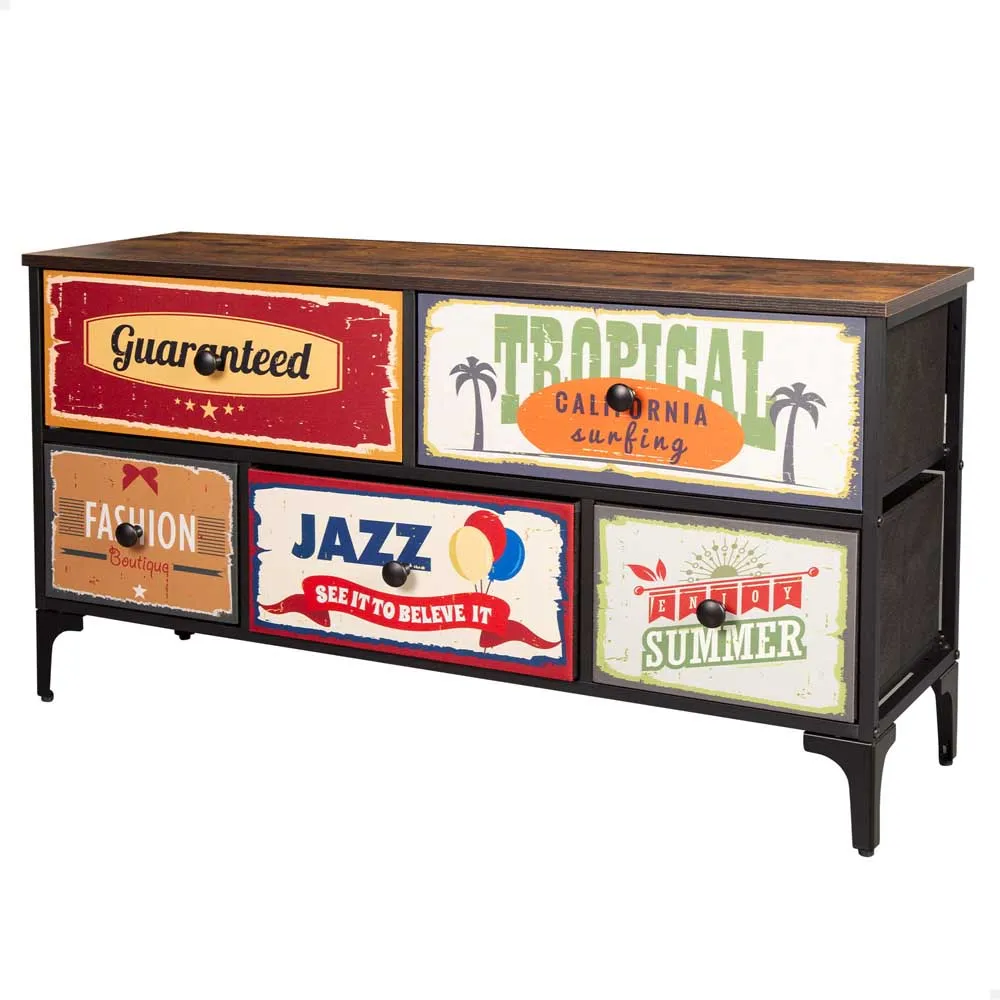 Max Home Vintage-Retro Chest Of Drawers 5 drawers