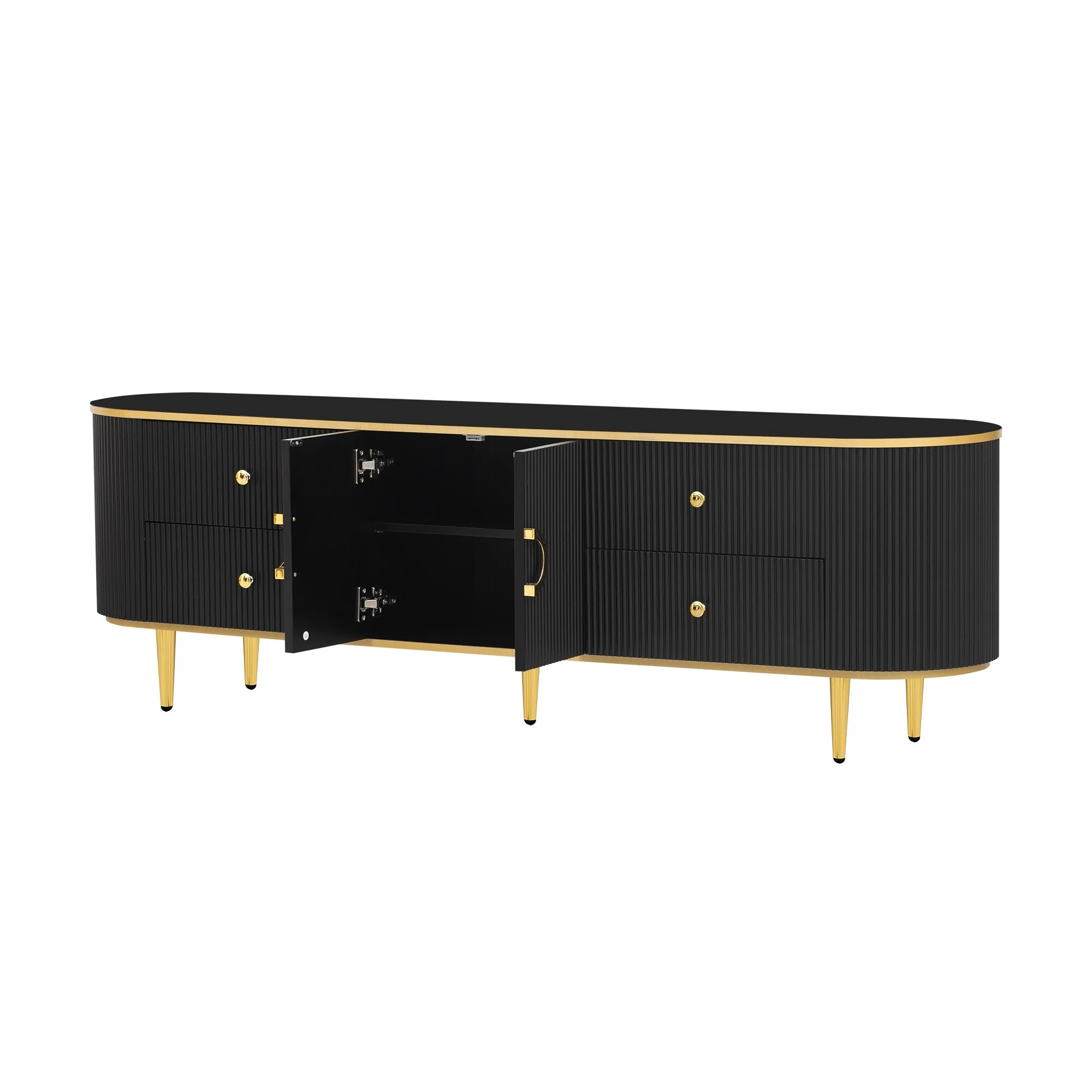 Modern TV Stand for TVs up to 80 Inches with 4 Drawers and 1 Cabinet - 70.9 D x 15.6 W x 21.7 H