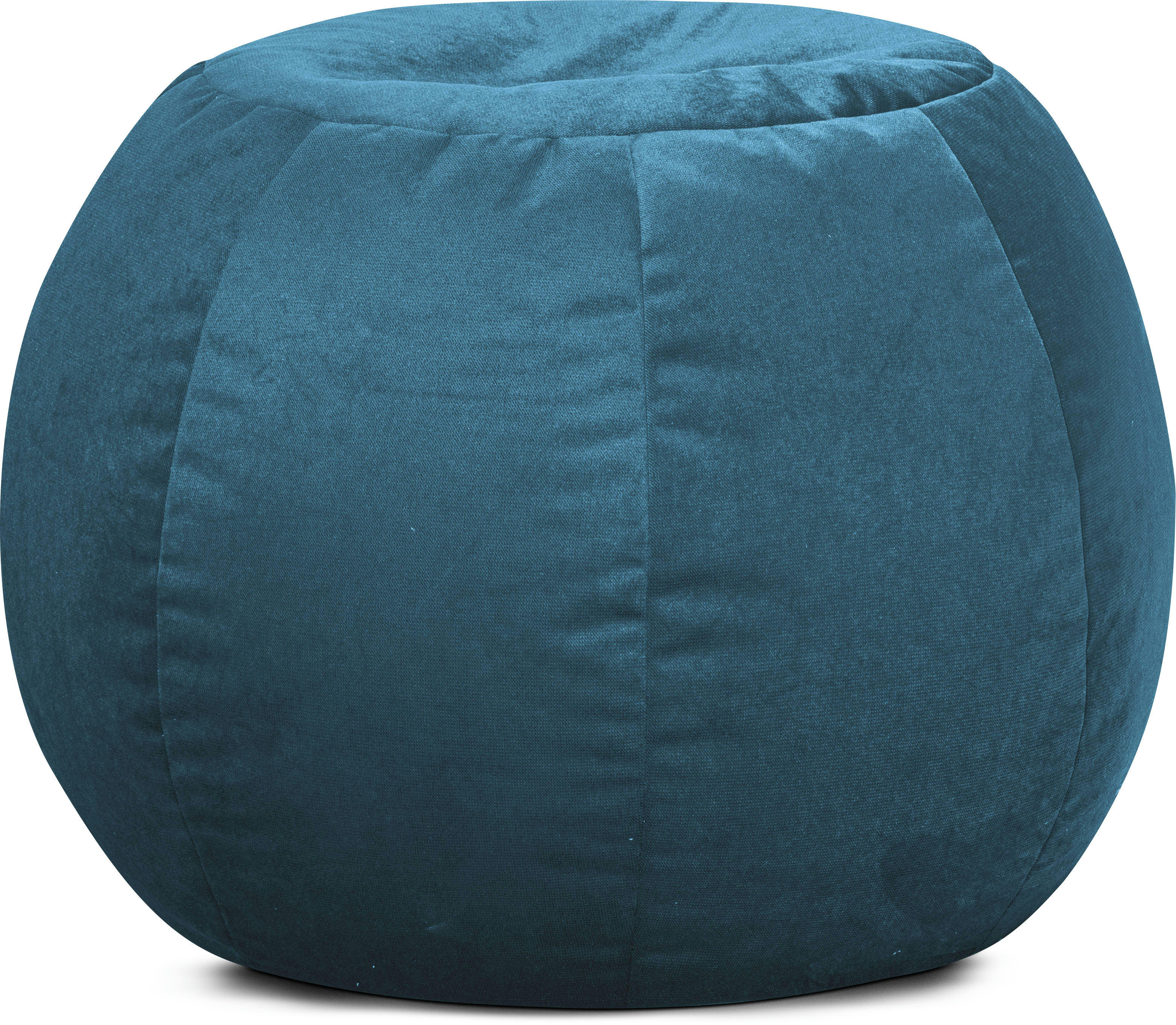 MARLA - Pouf rond confort aspect velours pétrole 75x50cm