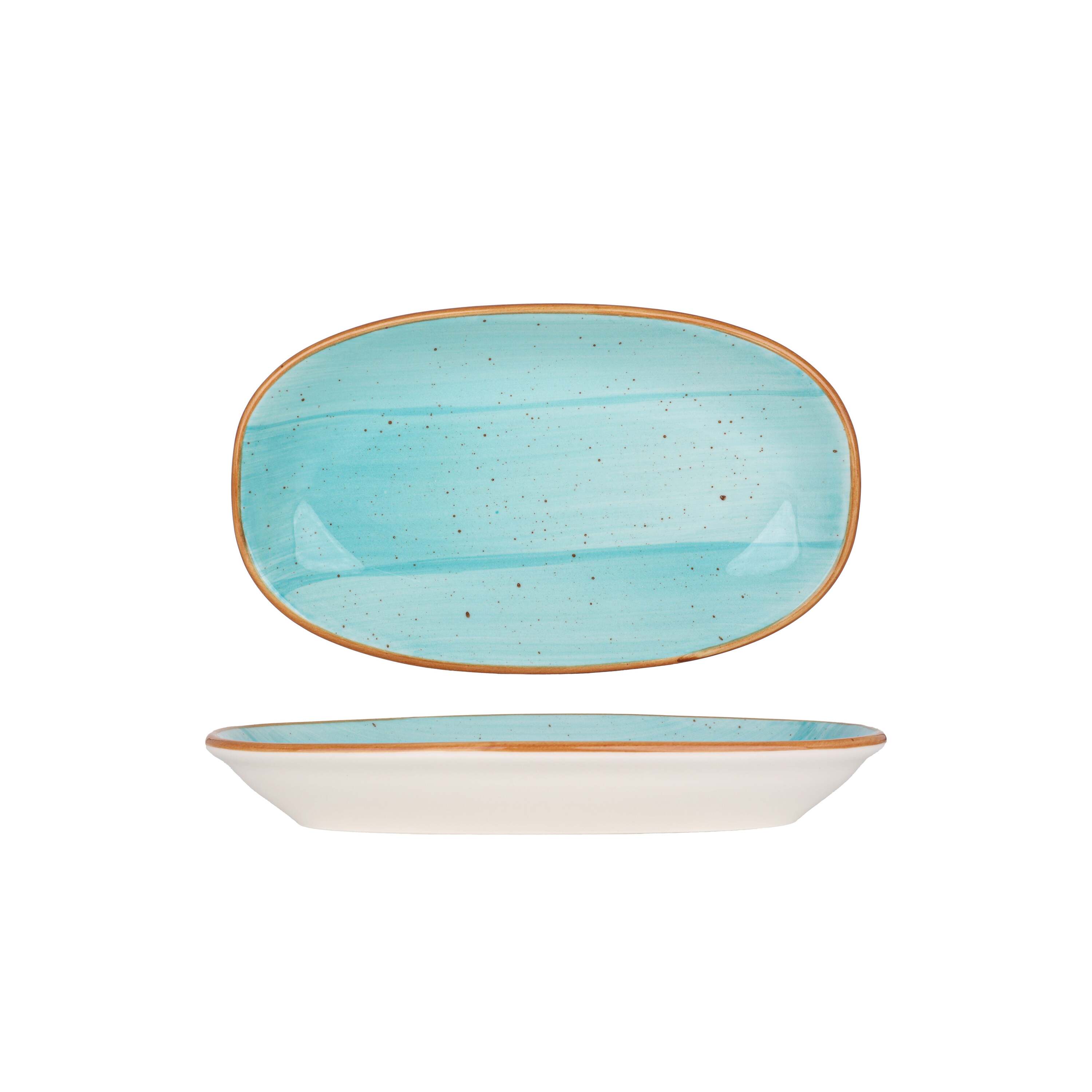 Bonna Serveerschaal - Aqua - Porselein - 24x14 cm - set van 2