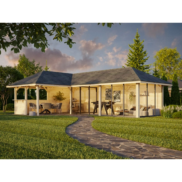 Pavillon »Bianca«, Aufstellmaße BxTxH: 960 x 672 x 319 cm, tauchgrundiert, Holz