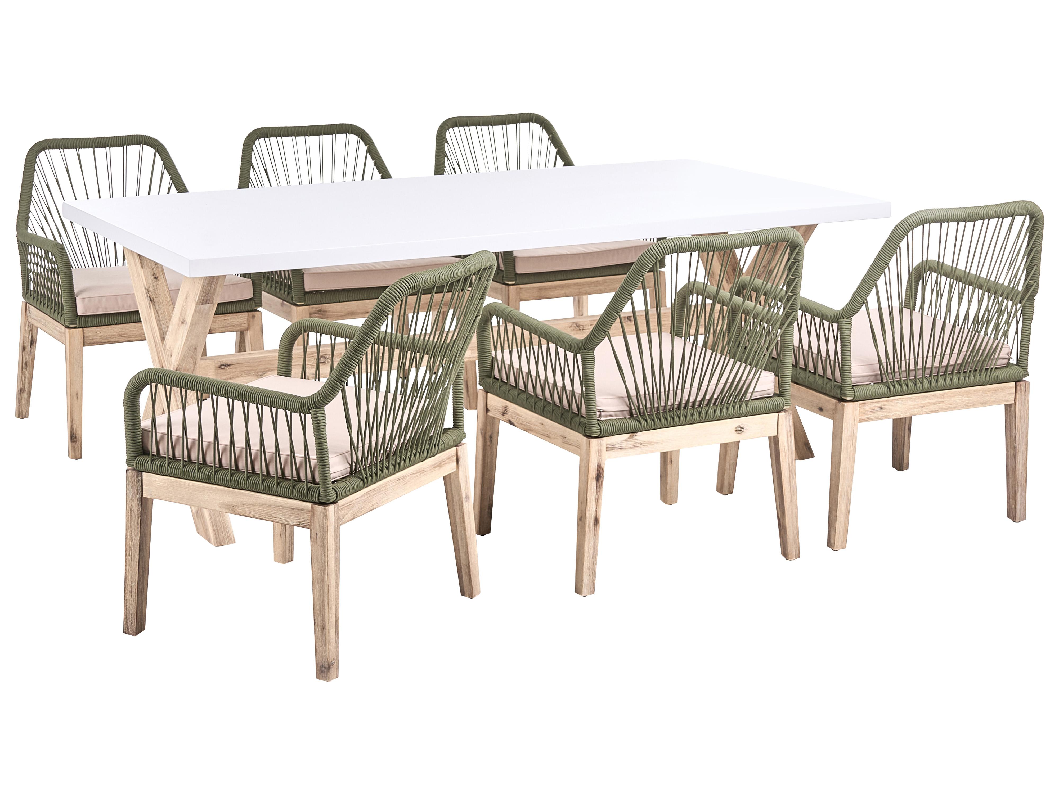 Garden Dining Set 6 Seater OLBIA Olive Green