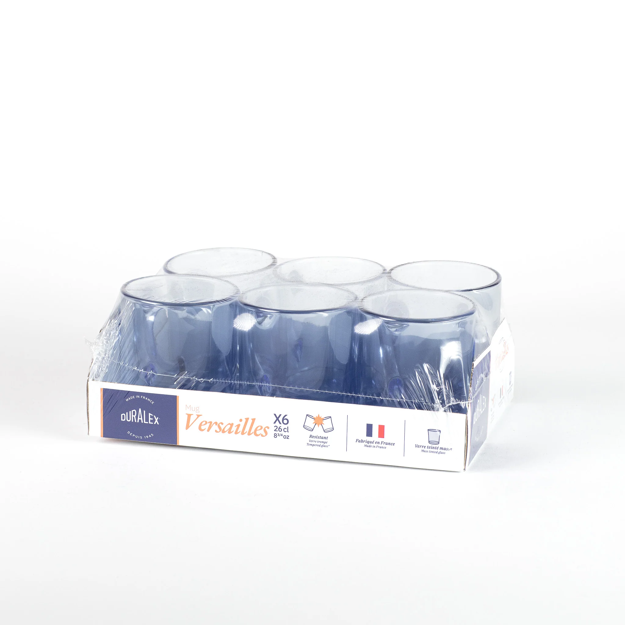 Versailles - Mug en verre Bleu Marine 26 cl (Lot de 6)