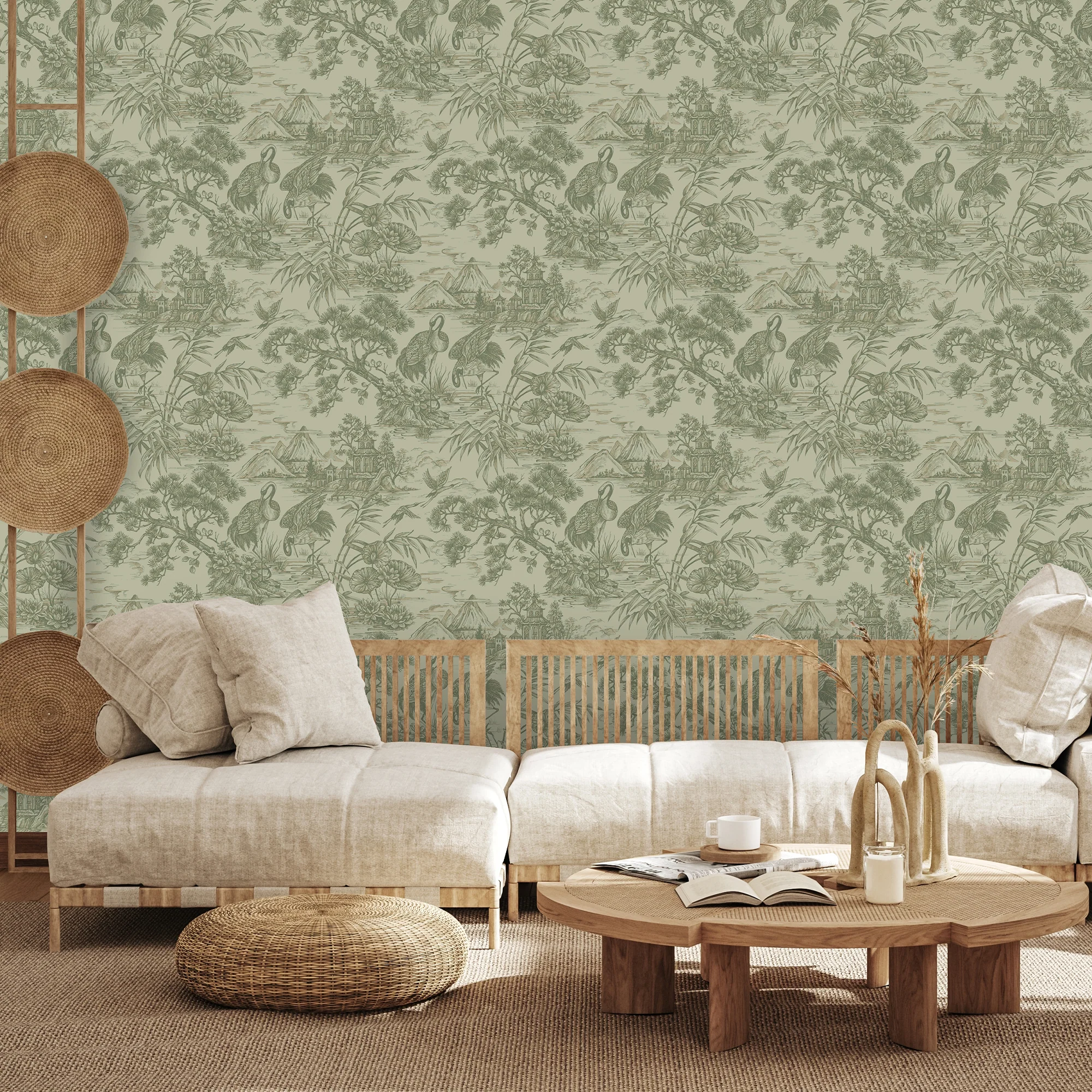 HOLDEN DECOR Papier peint intissé NATORU coloris vert sauge