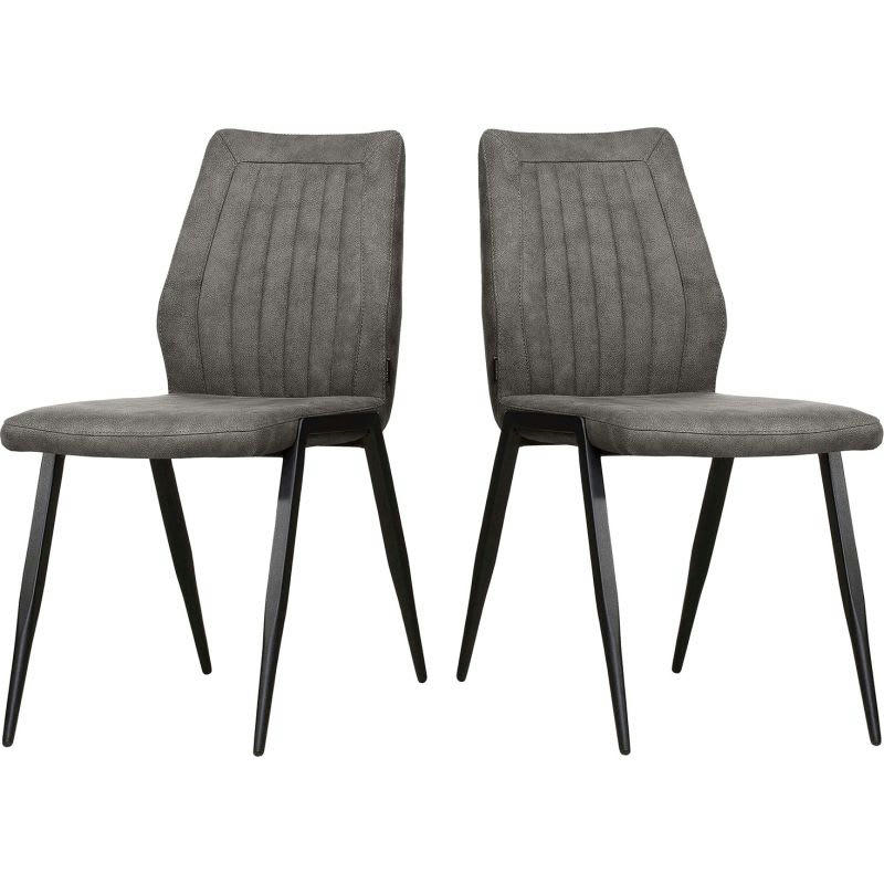 PICKUP - Chaise vintage (lot de 2) piétement en métal anthracite