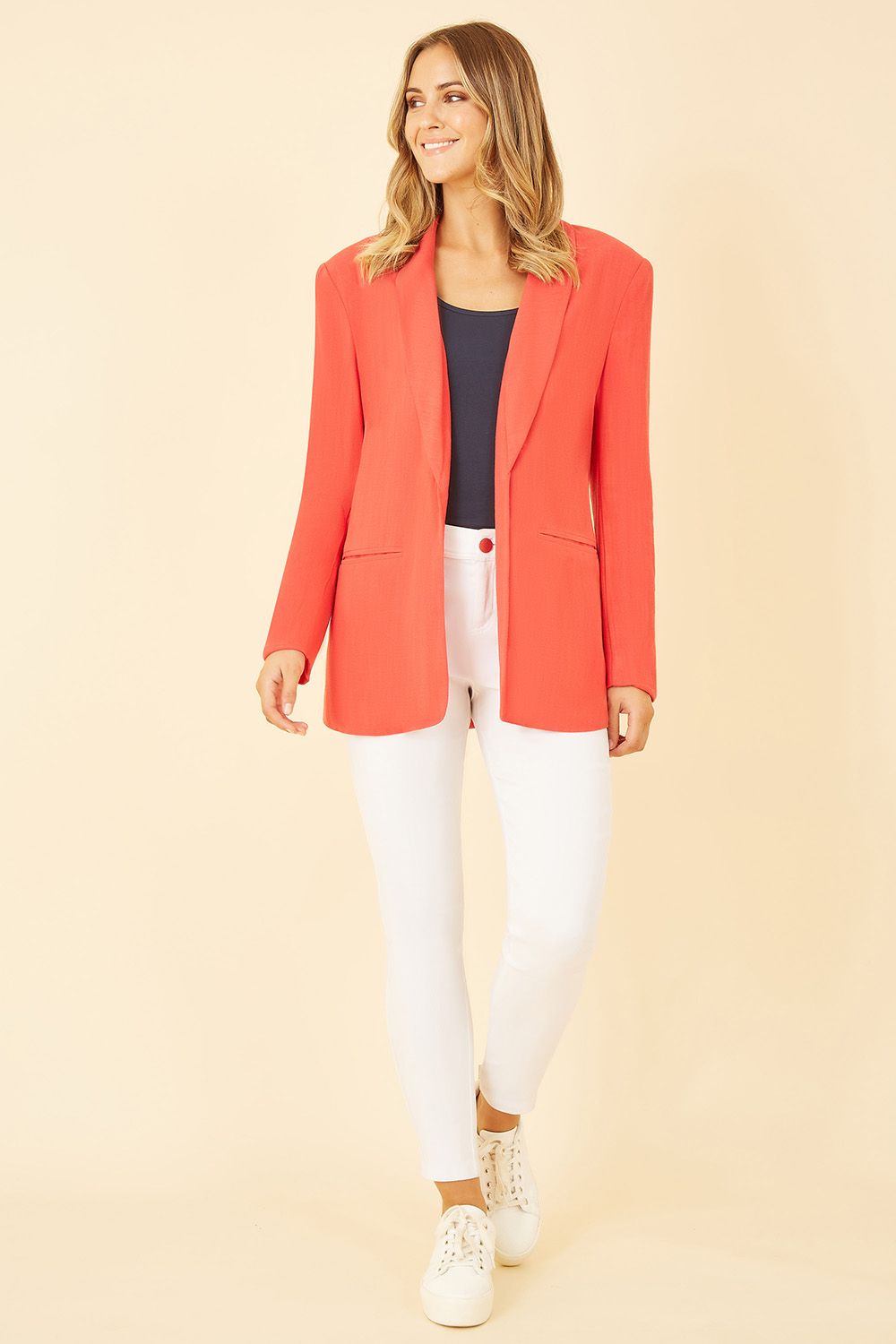 Yumi Red Linen Relaxed Blazer