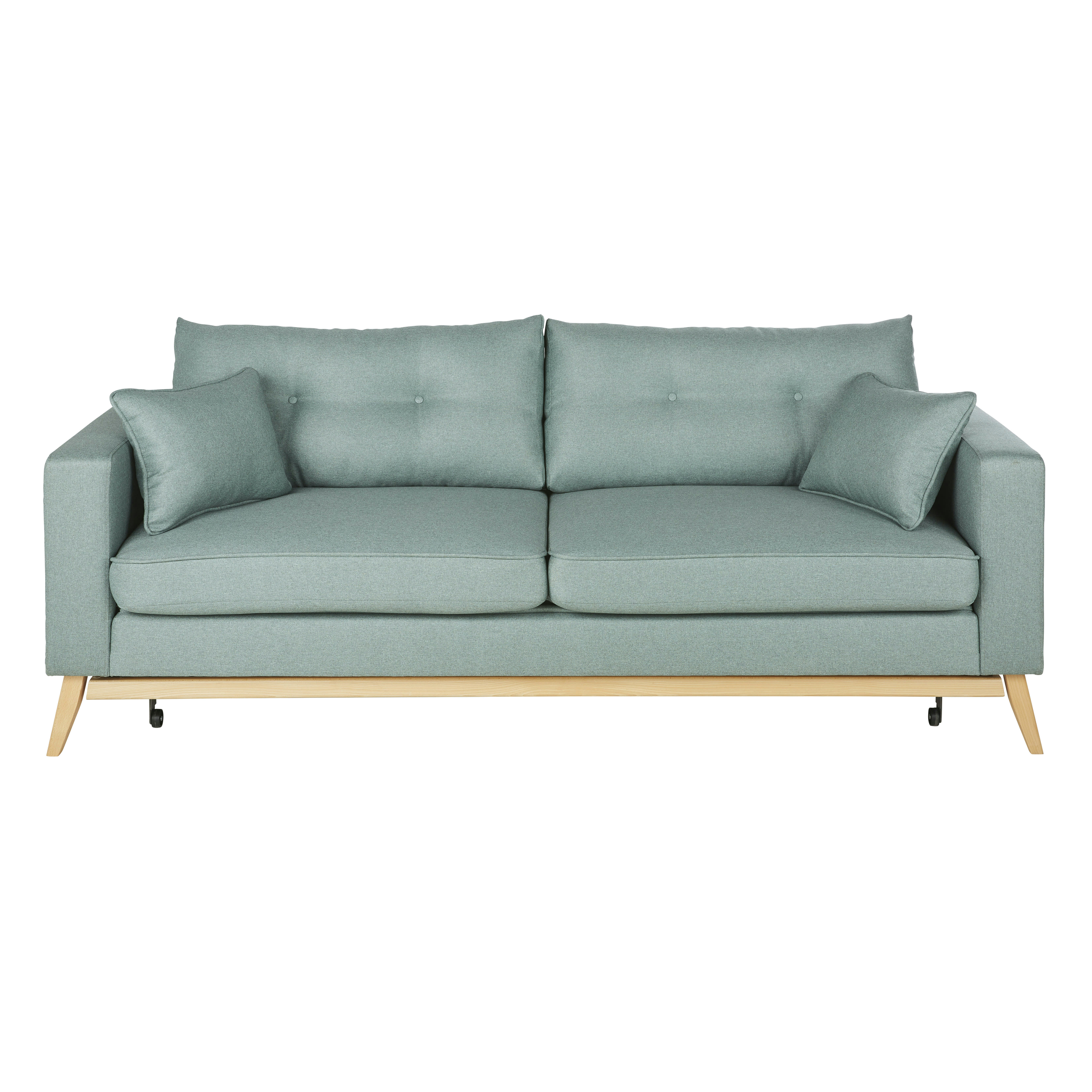 Brooke - Canapé convertible style scandinave 3/4 places vert d'eau chiné