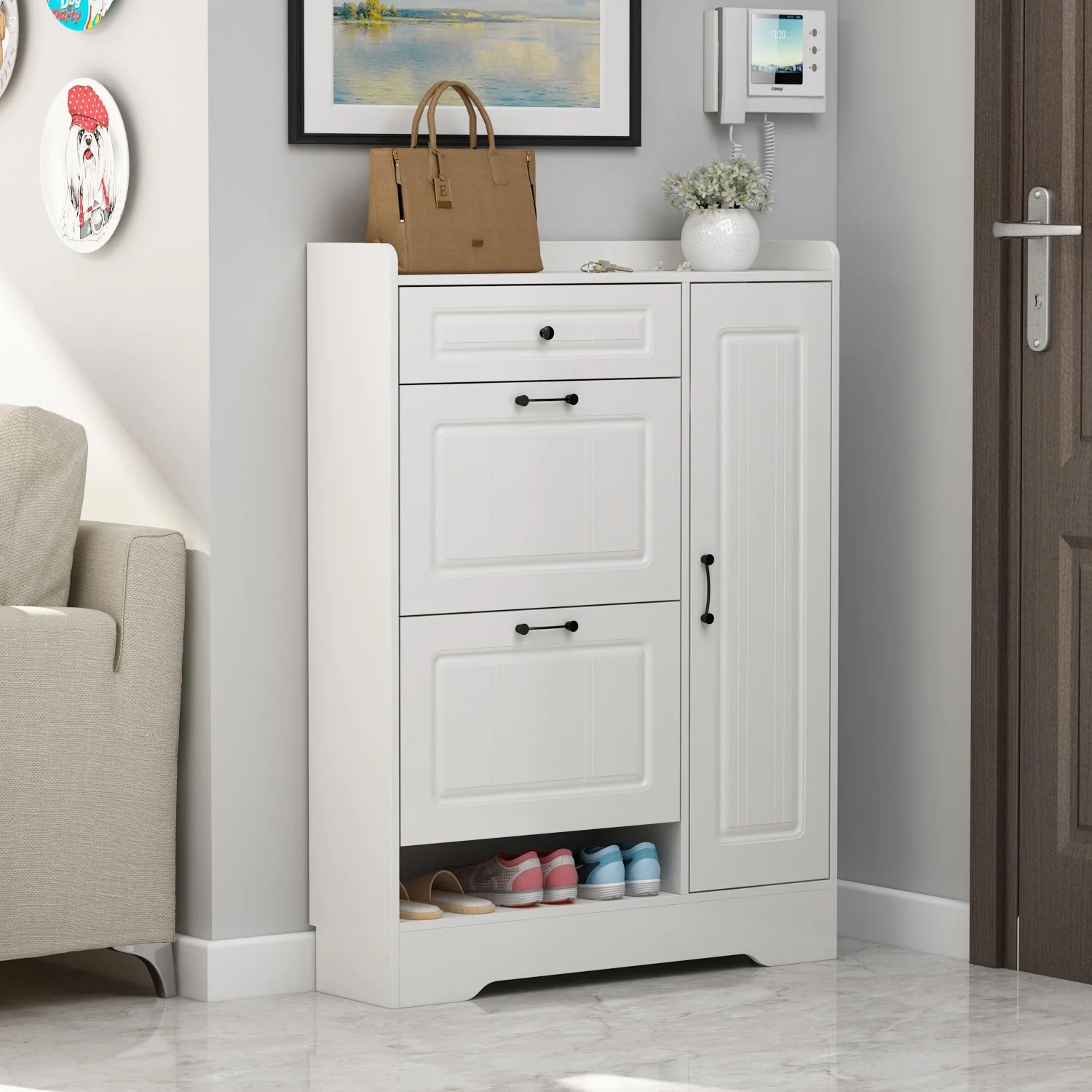 Kerrogee Shoe Cabinet w/ Drawers for Up to 18 Pairs (Can Fit Boots )