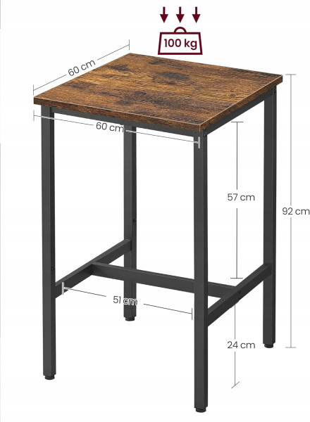 Stół barowy 60x60x92 cm do kuchni do salonu Stolik kawowy