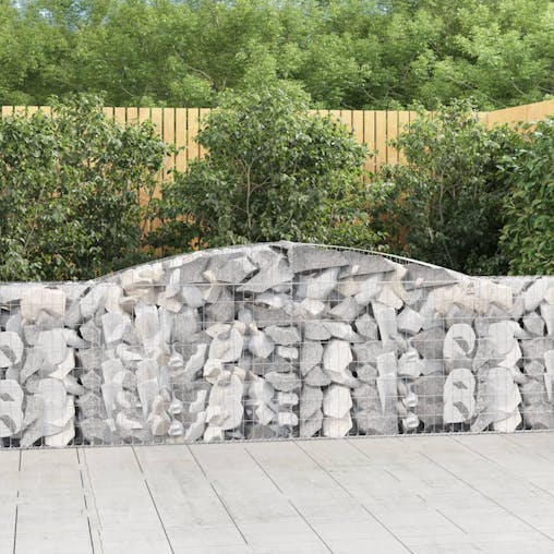 NNEVL Arched Gabion Baskets 2 pcs 400x30x80/100 cm Galvanised Iron