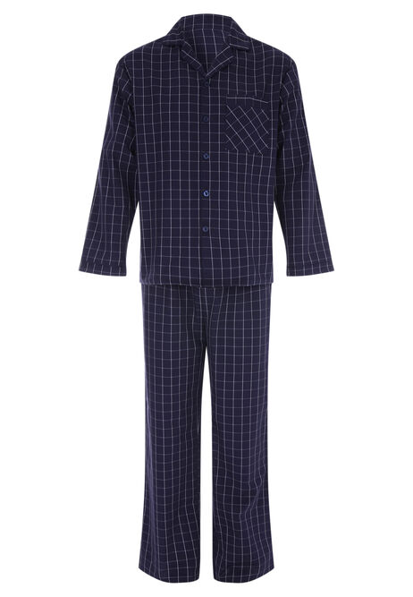 Mens Navy Check Cascade Pyjama Set
