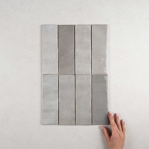 Faïence Effet Zellige Gris ARTISAN 6.5x20 Alabaster - Les Carreaux de Jean