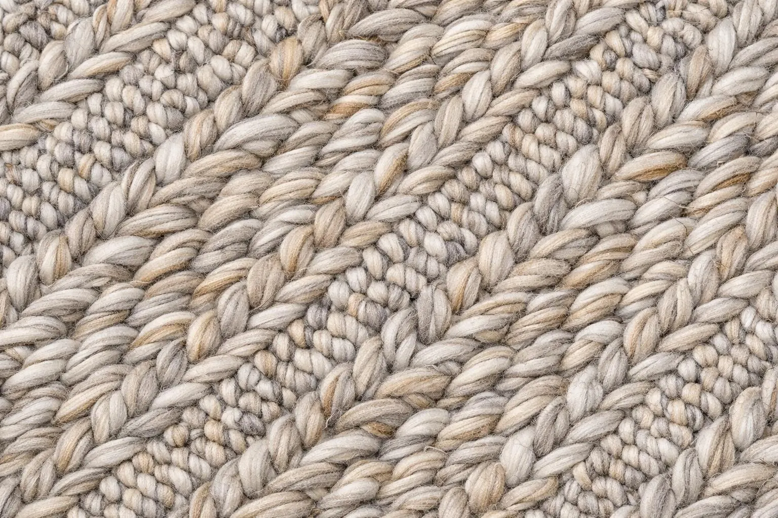 Handwoven Chunky Wool Rug 8x10 | Natural Brown Braided Boho Farmhouse Carpet