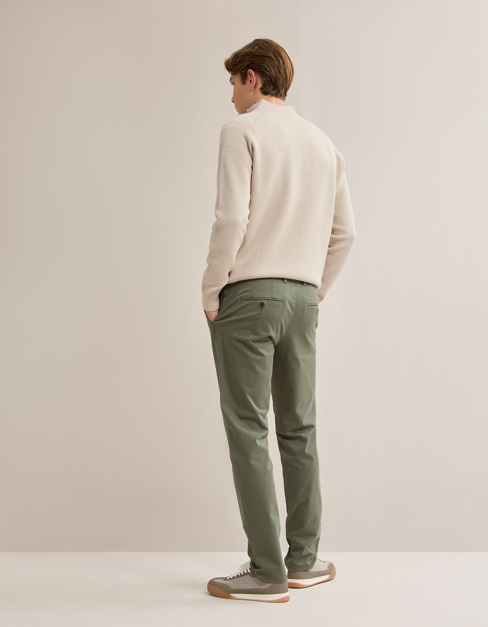Calças Chino Slim, Homem, Verde Escuro