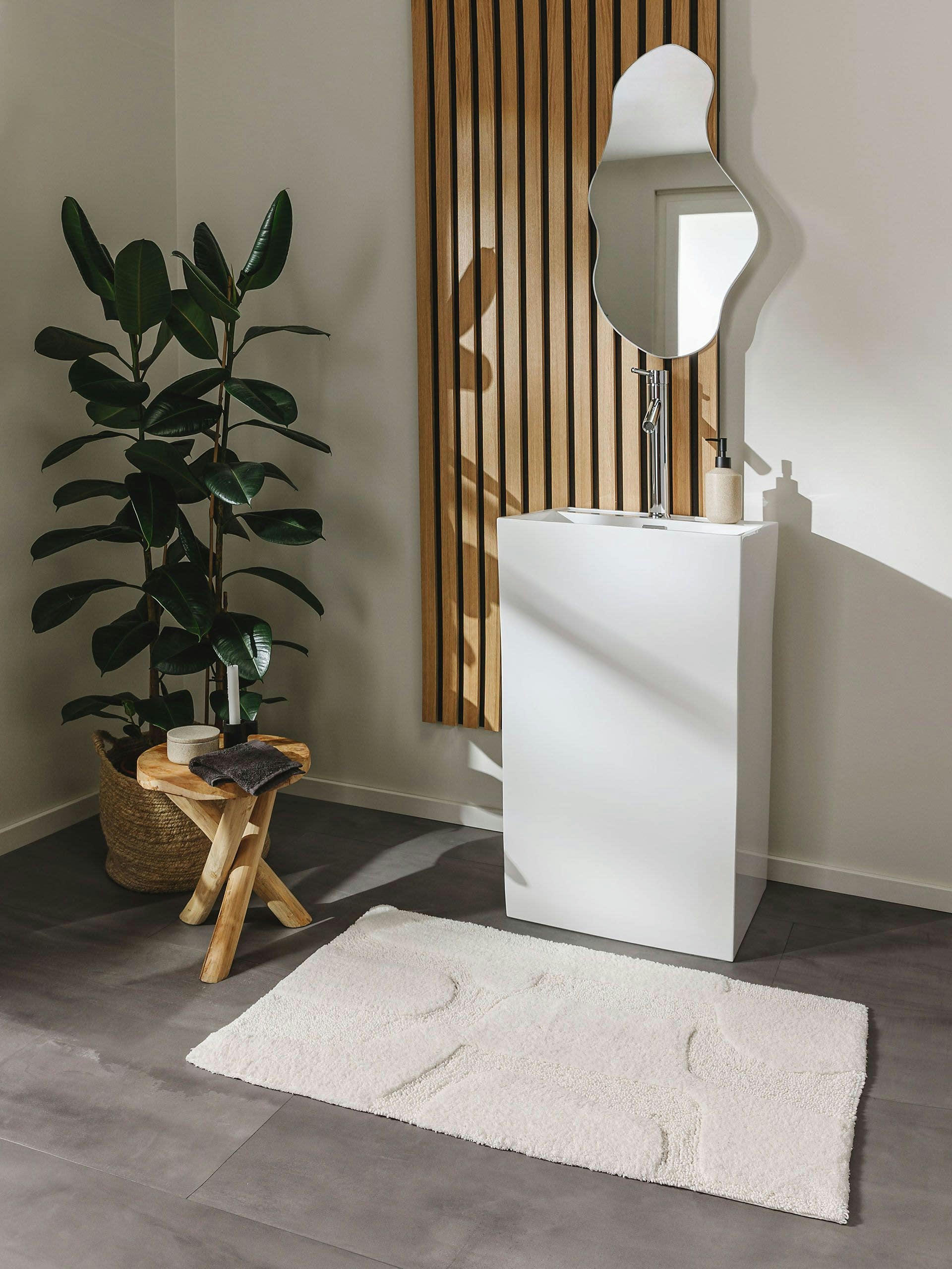NEHIR - Tapis de Bain blanc 70x120