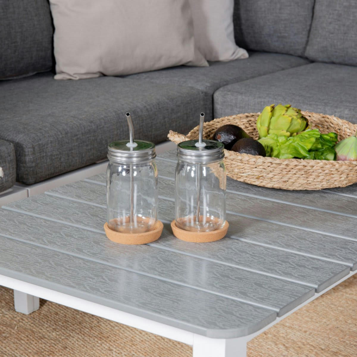 NYX - Table basse extérieur 110x60cm effet bois gris