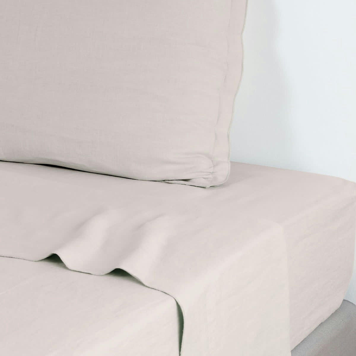 HORTENSE - Drap plat lin lavé  240x300 grège