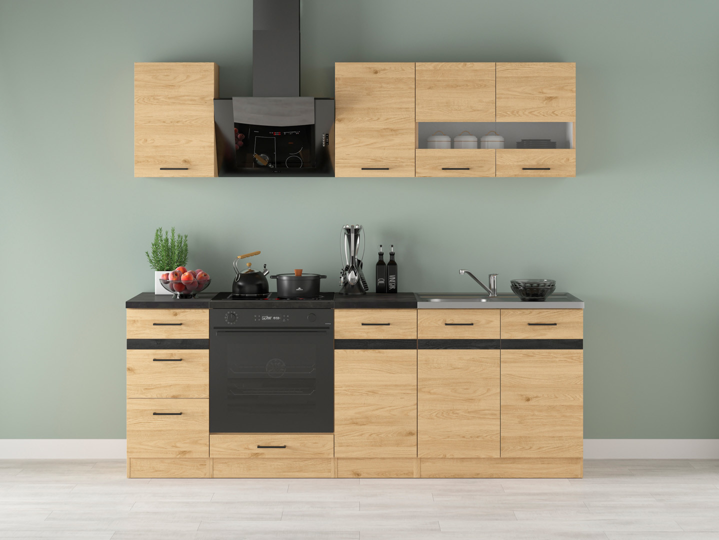 Komplet kuchenny Junona Line 220 cm dąb bernstein